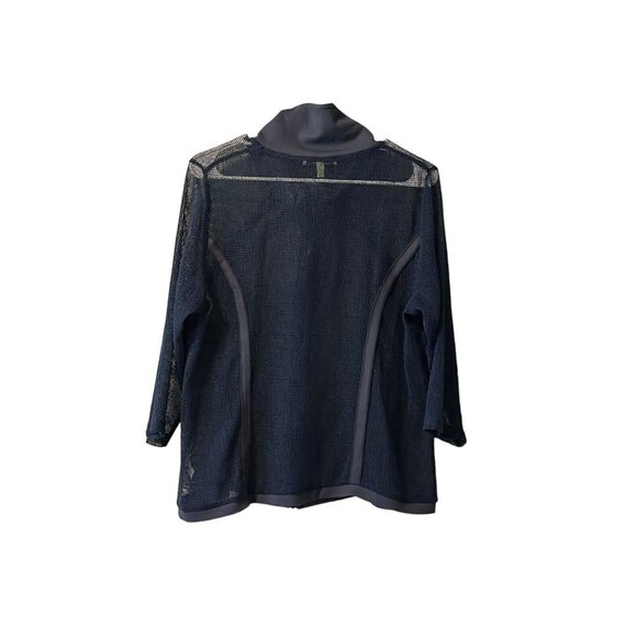 Picadilly‎ Size Large Blue Open Weave Mesh Cover Up Zip Beach Vacation Travel - Picture 2 of 11